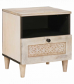 vidaXL Bedside Table Beige 40 x 33 x 46 cm Solid mango wood