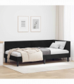 vidaXL Corner Bed Frame Black 90 x 190 cm Velvet and Engineered wood