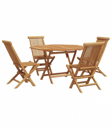 vidaXL Garden Dining Set Folding 5 pcs Brown Solid Teak wood