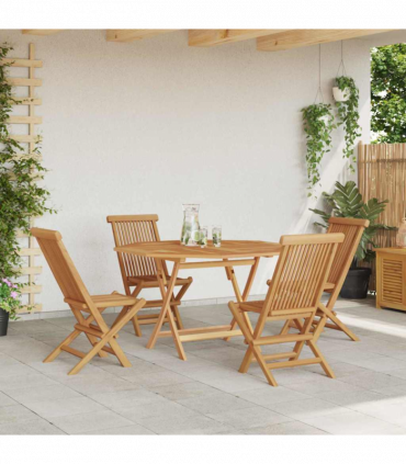 vidaXL Garden Dining Set Folding 5 pcs Brown Solid Teak wood