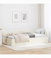 vidaXL Corner Bed Frame Cream 100 x 200 cm Velvet and Engineered wood