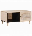 vidaXL Coffee Table with Shelf Beige 80 x 50 x 40 cm Solid mango wood