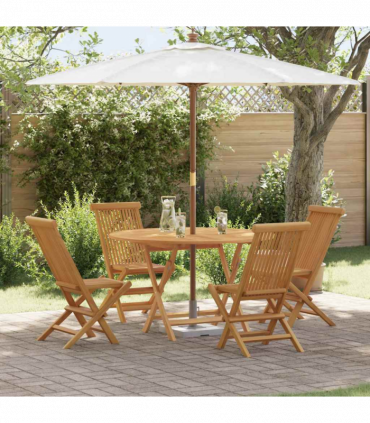 vidaXL Garden Dining Set Folding 5 pcs Brown Solid Teak wood