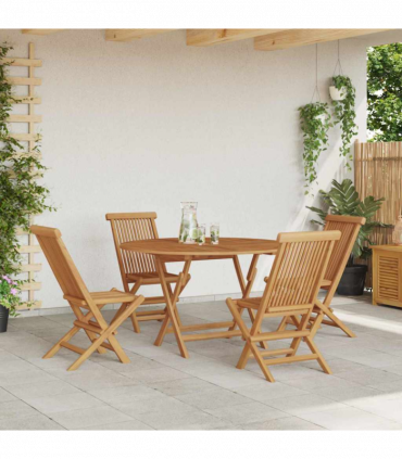 vidaXL Garden Dining Set Folding 5 pcs Brown Solid Teak wood