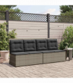 vidaXL Garden Bench with Cushion Grey Poly rattan
