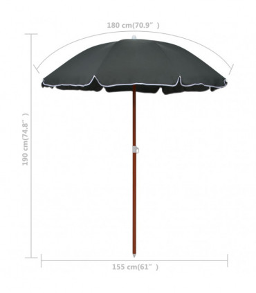 Parasol with Steel Pole 180 cm Anthracite