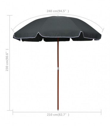 Parasol with Steel Pole 240 cm Anthracite