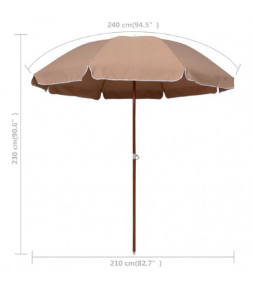 Parasol with Steel Pole 240 cm Taupe