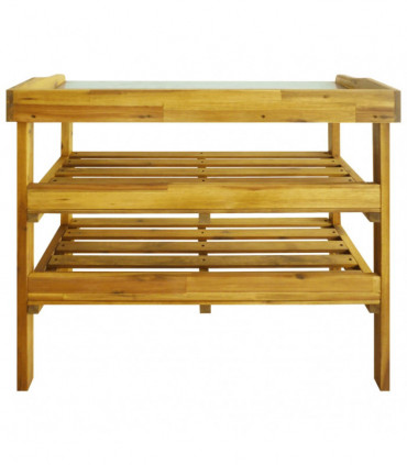 Potting Bench with 2 Shelves Solid Acacia Wood and Zinc