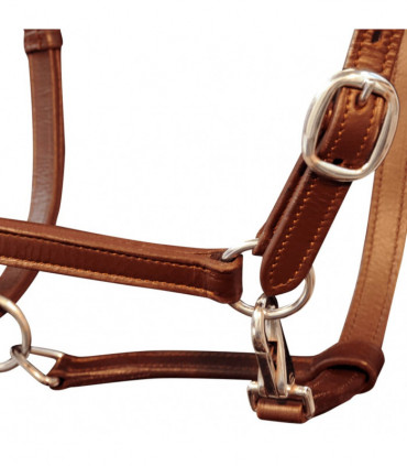 Real Leather Headcollar Stable Halter Adjustable Brown Full