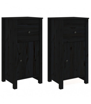 Sideboards 2 pcs Black 40x35x80 cm Solid Wood Pine