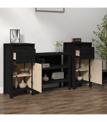 Sideboards 2 pcs Black 40x35x80 cm Solid Wood Pine