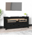 TV Cabinet Black 114x35x52 cm Solid Wood Pine