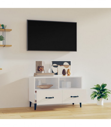 TV Cabinet High Gloss White 80x36x50 cm Engineered Wood