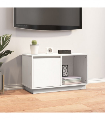 TV Cabinet White 74x35x44 cm Solid Wood Pine
