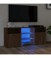 TV Cabinet with LED Lights Brown Oak 120x30x50 cm