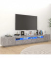 TV Cabinet with LED Lights Concrete Grey 260x35x40 cm