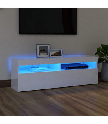 TV Cabinet with LED Lights High Gloss White 120x35x40 cm