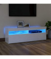 TV Cabinet with LED Lights High Gloss White 120x35x40 cm