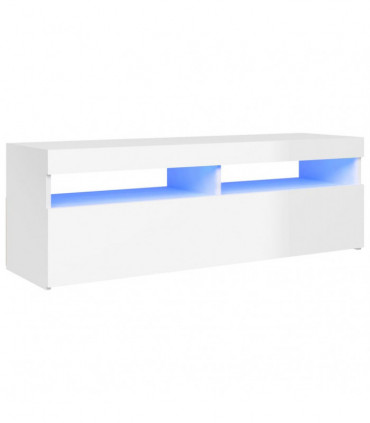 TV Cabinet with LED Lights High Gloss White 120x35x40 cm