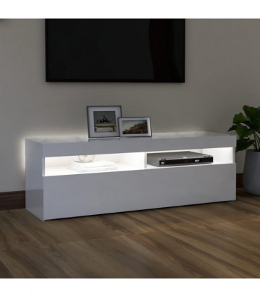 TV Cabinet with LED Lights High Gloss White 120x35x40 cm