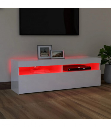 TV Cabinet with LED Lights High Gloss White 120x35x40 cm