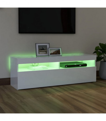 TV Cabinet with LED Lights High Gloss White 120x35x40 cm