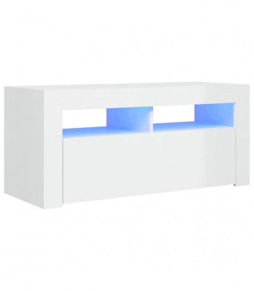 TV Cabinet with LED Lights High Gloss White 90x35x40 cm