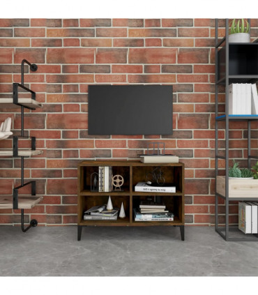 TV Cabinet with Metal Legs Smoked Oak 69.5x30x50 cm