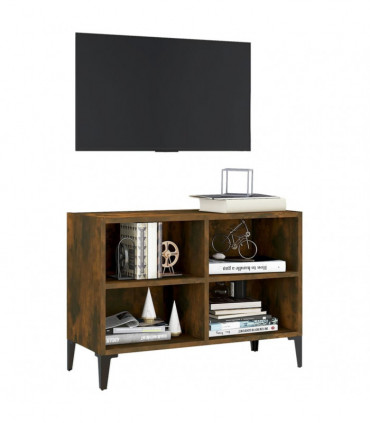 TV Cabinet with Metal Legs Smoked Oak 69.5x30x50 cm