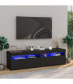 TV Cabinets 2 pcs with LED Lights Black 75x35x40 cm