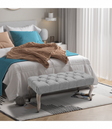 Tufted Upholstered Accent Bench Window Seat Ottoman Bed End Stool