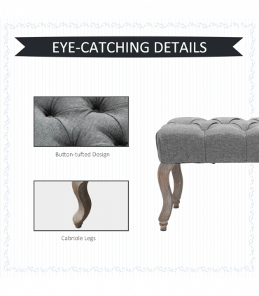 Tufted Upholstered Accent Bench Window Seat Ottoman Bed End Stool