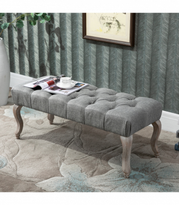 Tufted Upholstered Accent Bench Window Seat Ottoman Bed End Stool