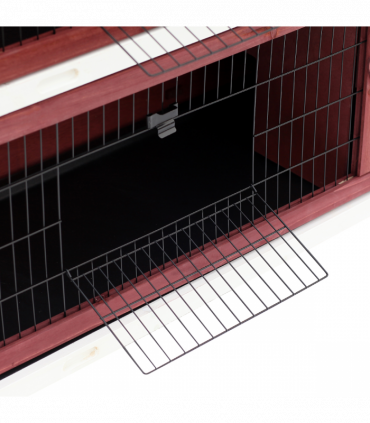 Two-Tier Elevated Wooden Rabbit Hutch Bunny Cage for Small Pet Animals w/ Tray