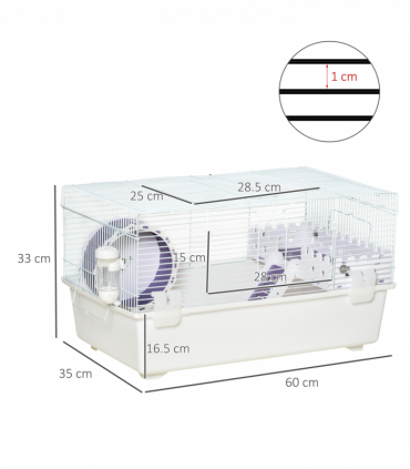 Two-Tier Hamster Cage Gerbil Haven w/Exercise Wheel, Water Bottle, Ladder, White
