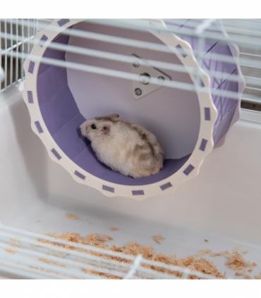 Two-Tier Hamster Cage Gerbil Haven w/Exercise Wheel, Water Bottle, Ladder, White
