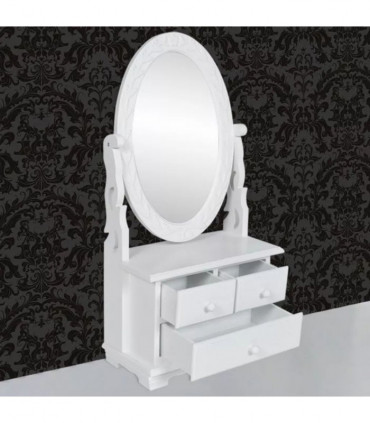 Vanity Makeup Table with Oval Swing Mirror MDF