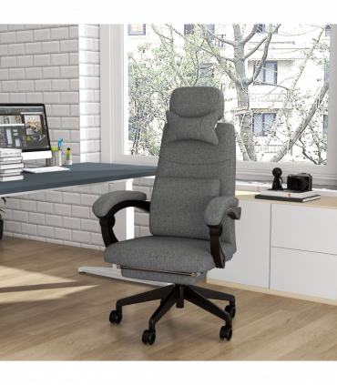 Vinsetto Home Office Chair Reclining Computer Chair w/ Lumbar Support Dark Grey