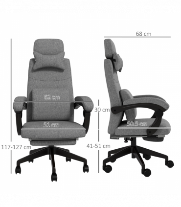 Vinsetto Home Office Chair Reclining Computer Chair w/ Lumbar Support Dark Grey