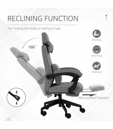 Vinsetto Home Office Chair Reclining Computer Chair w/ Lumbar Support Dark Grey