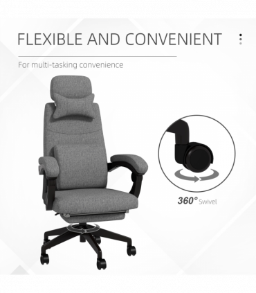 Vinsetto Home Office Chair Reclining Computer Chair w/ Lumbar Support Dark Grey
