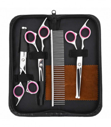vidaXL 4 Piece Dog Grooming Scissors Set Stainless Steel