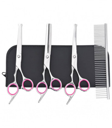 vidaXL 4 Piece Dog Grooming Scissors Set Stainless Steel
