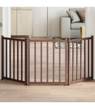 vidaXL Dog Gate Foldable 3 Panels Brown Oak 150 cm Solid Wood Fir
