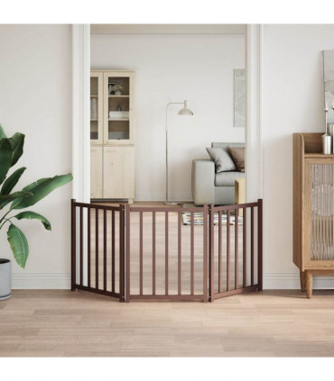 vidaXL Dog Gate Foldable 3 Panels Brown Oak 150 cm Solid Wood Fir