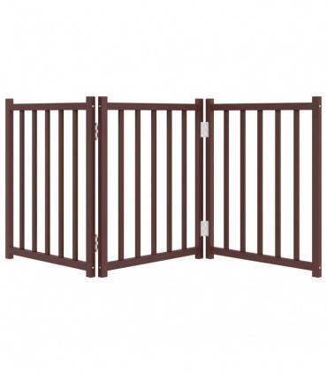 vidaXL Dog Gate Foldable 3 Panels Brown Oak 150 cm Solid Wood Fir
