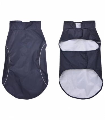 vidaXL Dog Raincoat with Reflective Strips Polyester Navy Blue 2XL