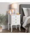 European Bedside Table-Three Pumps White