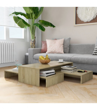Nesting Coffee Table Set Sonoma Oak 100x100x26.5 cm Chipboard